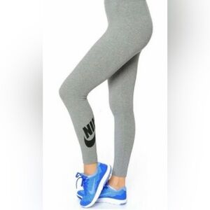 Nike Like New, Womens Grey Cotton leggings with stretch- grey with black logo md